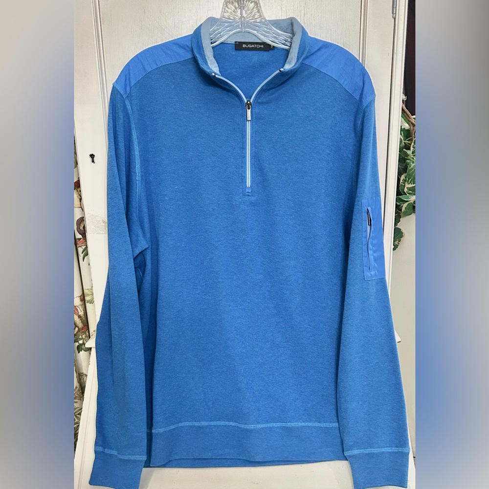 BUGATCHI Beehive Quarter-Zip Pullover mens shirt/jersey size med. nicely made